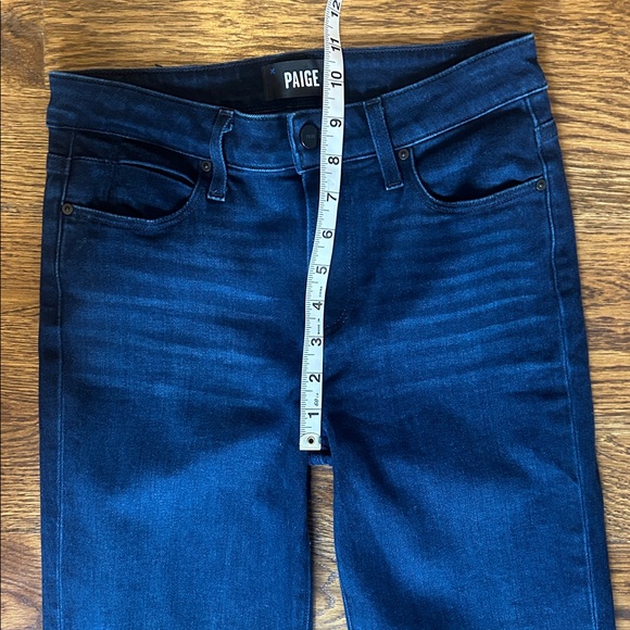 NWOT PAIGE Genevieve High Rise Flare Jeans Dark Blue Wash Size 26 - Picture 8 of 11